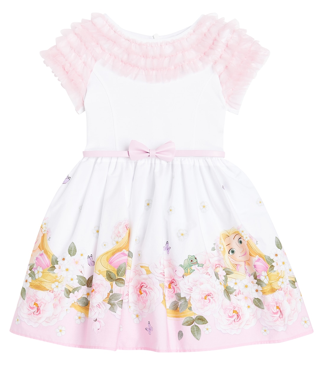 

Платье из хлопка с принтом и оборками Monnalisa, Rosa Fairy Tale