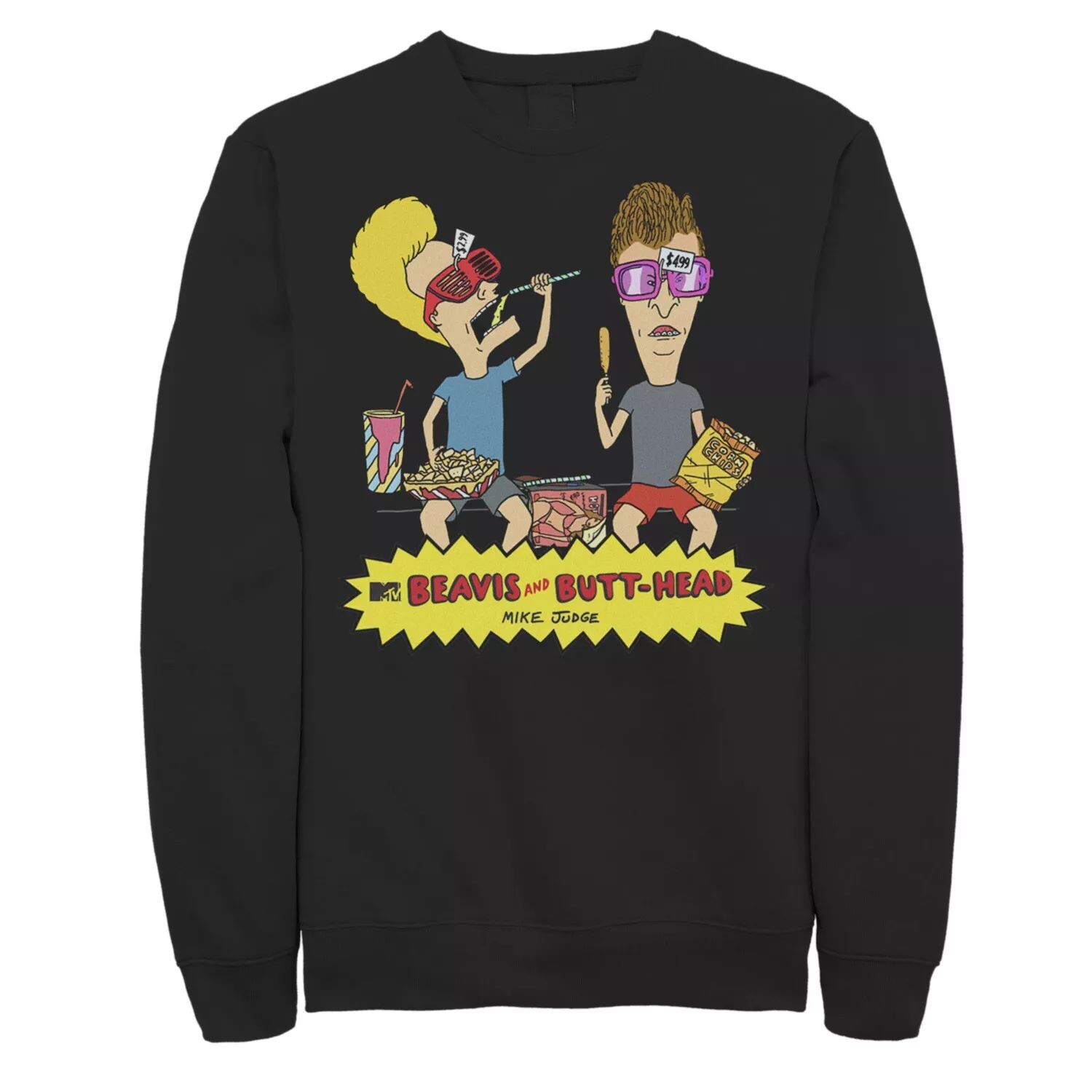 

Мужская толстовка с логотипом Beavis & Butthead Snacks On The Curb, Black Licensed Character, черный