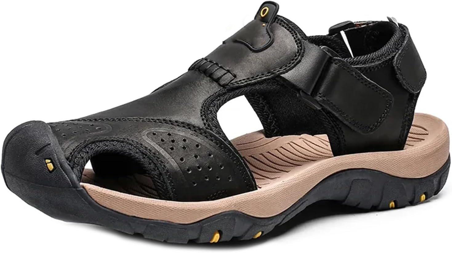 

Мужские кожаные сандалии Летняя обувь для мужчин Обувь для улицы и воды Generic, черный