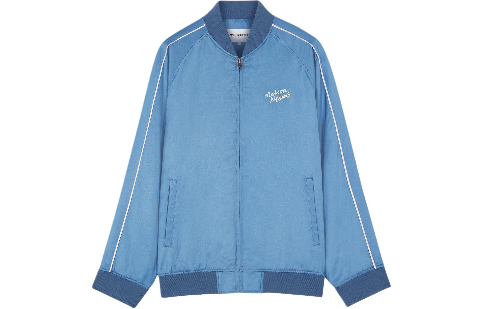 

Maison Kitsune Сатиновая бомбер куртка с вышитым логотипом Teddy, Blue
