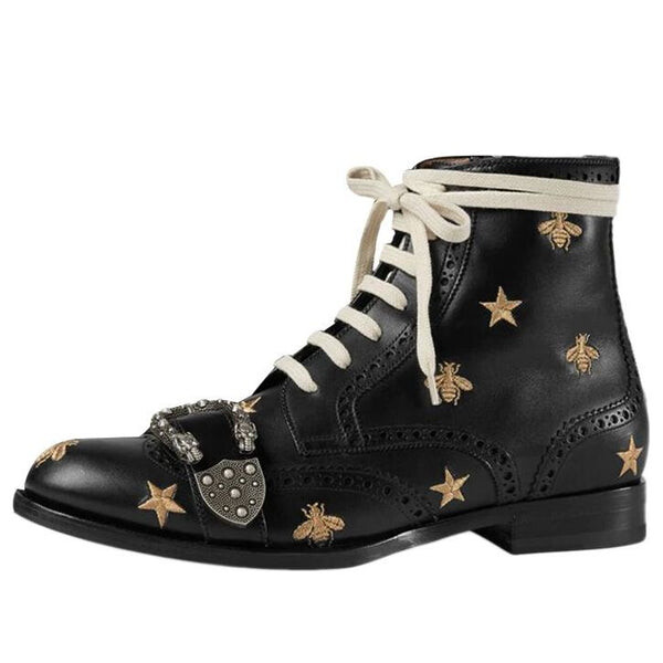 

Кроссовки queercore bee accent lace-up boots 'black' Gucci, черный