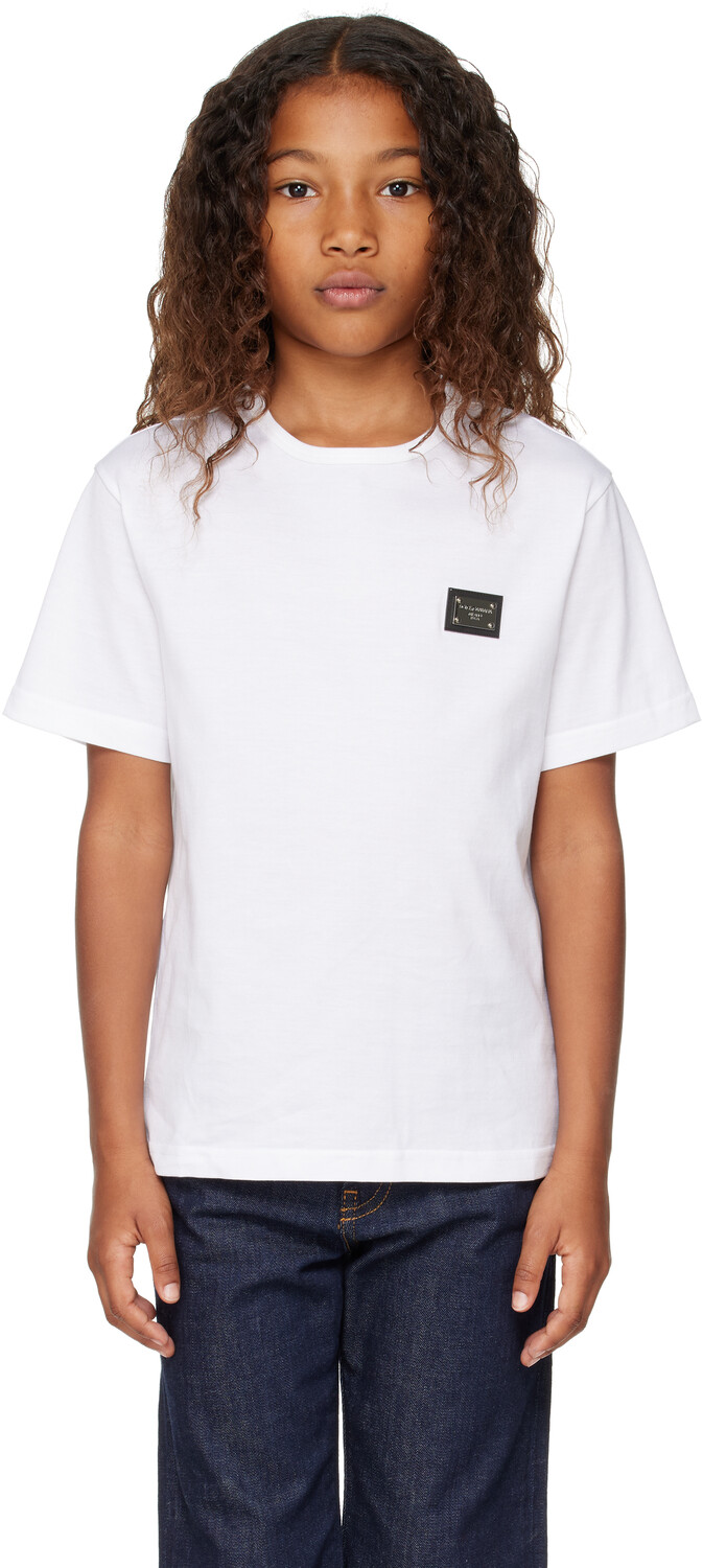 

Детская белая футболка с логотипом из джерси Dolce&Gabbana, Bianco ottico
