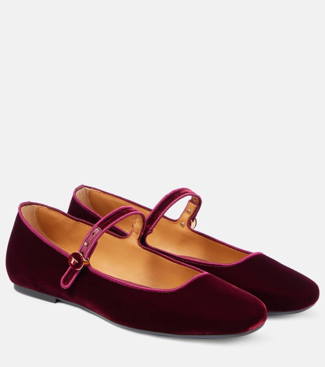 Бархатные балетки Мэри Джейн Tod'S, цвет r400 (porpora)+r008