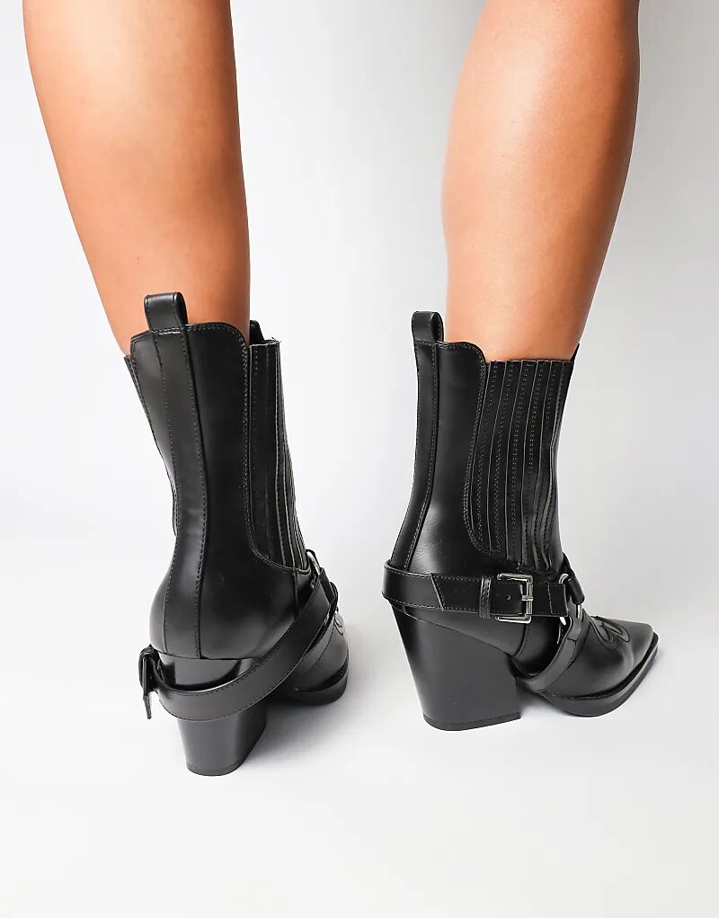 Ботильоны в стиле вестерн с седлом SIMMI Shoes Esperanza черного цвета — фото 3