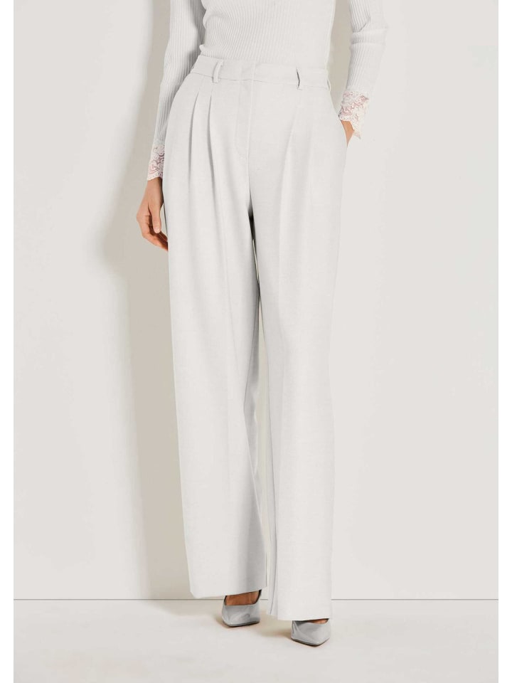 

MADELEINE Широкие плиссированные брюки с фигурным поясом, кремового/меланжевого цвета