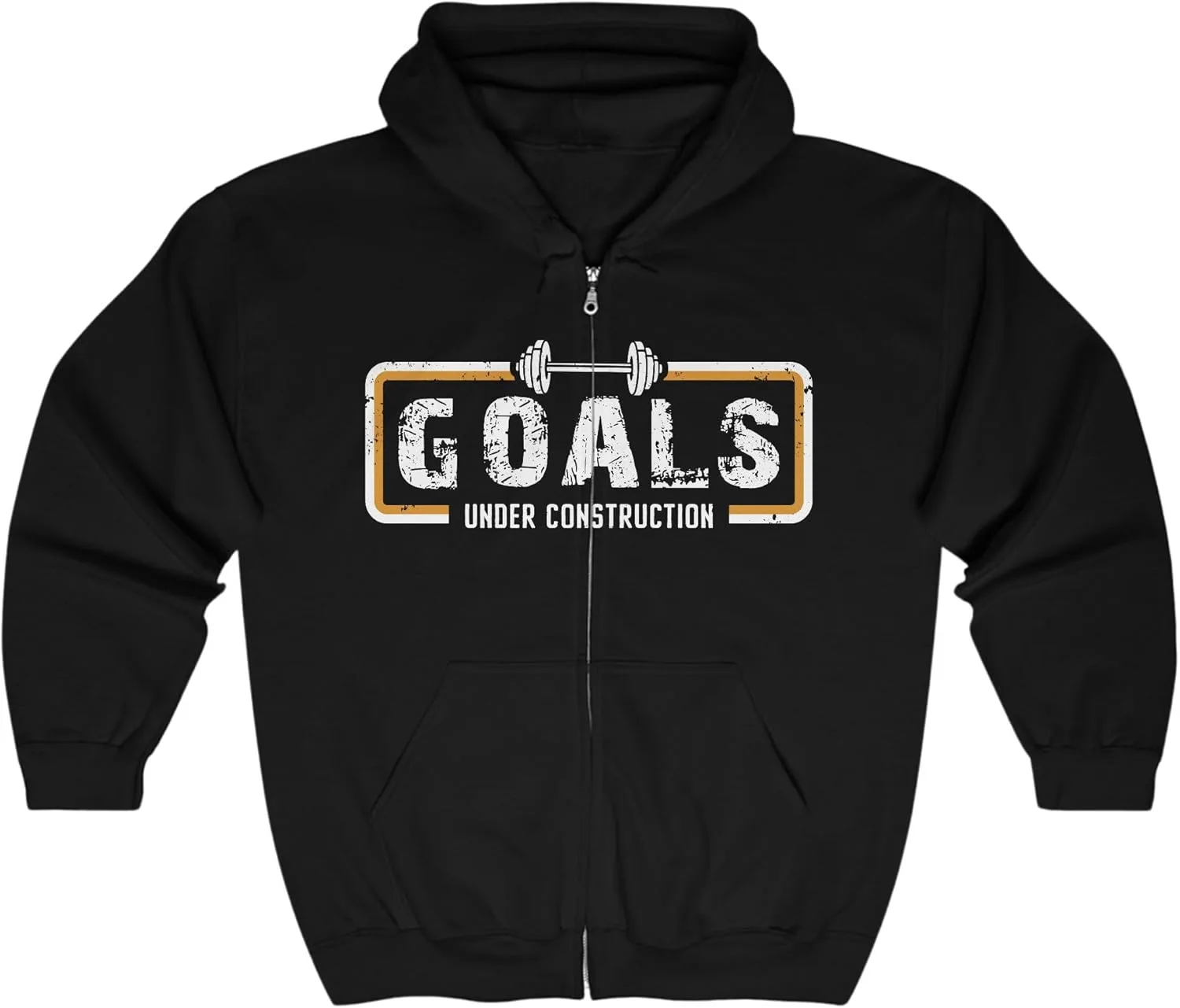 Толстовка с полной молнией Goals Under Construction для фитнеса и бодибилдинга