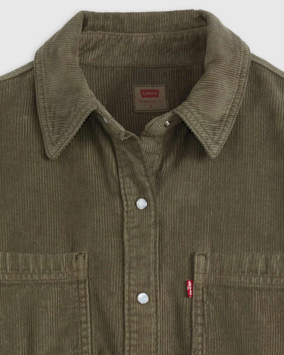 Женская вельветовая рубашка Levi's Iris, зеленая, 100% хлопок, на кнопках, JAX1286, Green — фото 3
