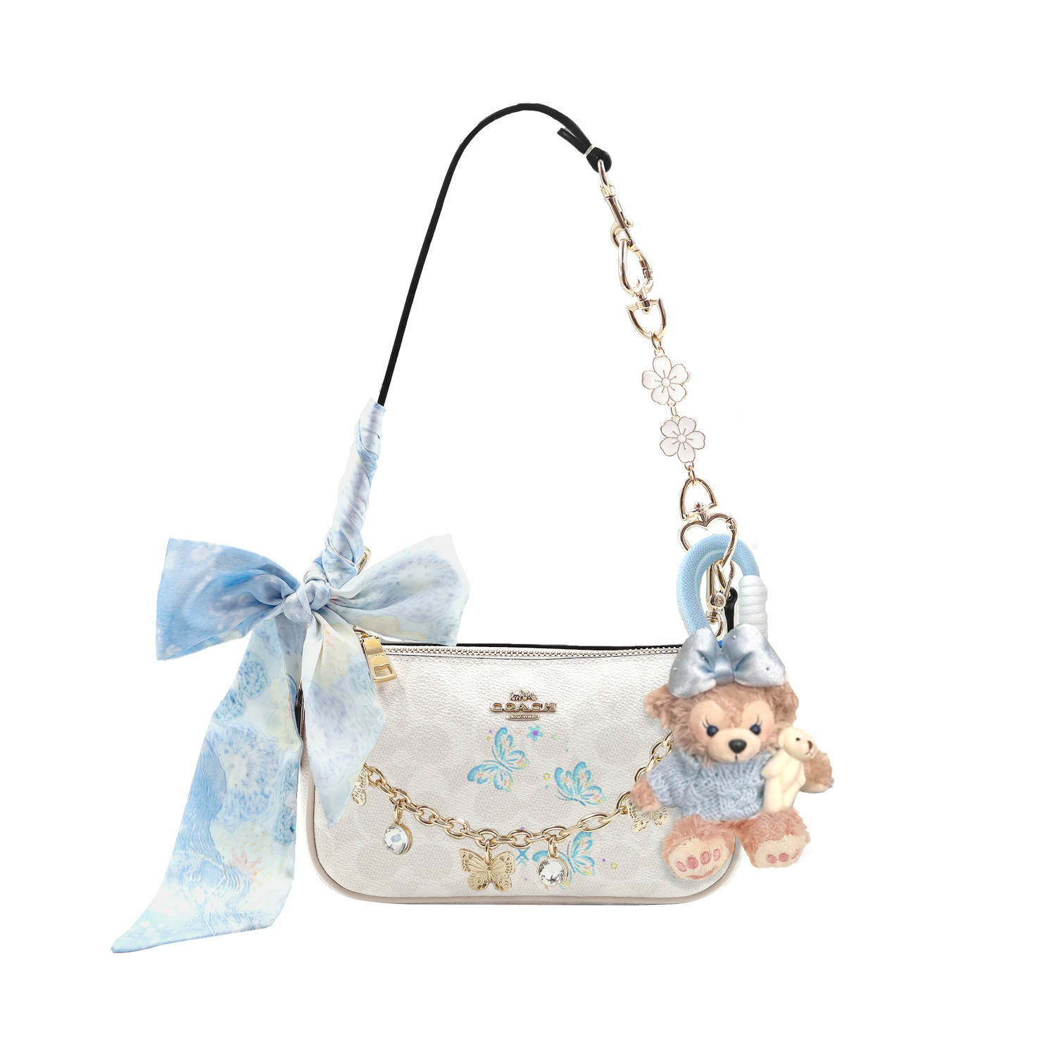 

COACH Нолитская искусственная кожаная сумка через плечо малая женская разноцветная, Butterfly Dream