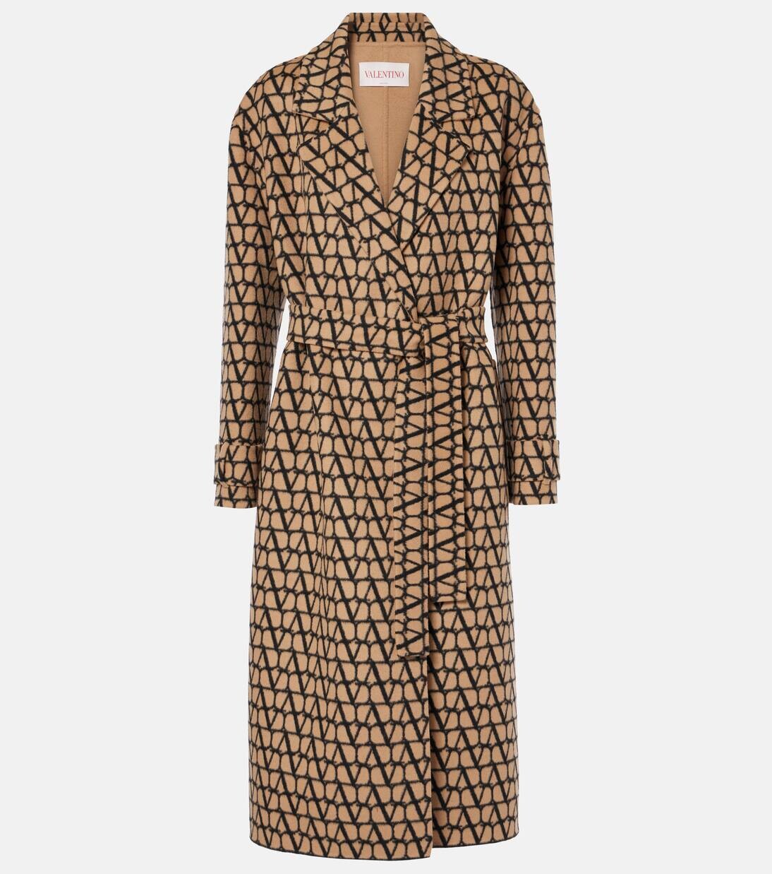 

Пальто из шерсти и шелка Toile Iconographe Valentino, цвет nero/cammello