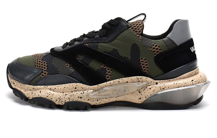 

Valentino Низкие массивные кроссовки Bounce для мужчин, армейские зеленые и черные, с эффектом потертости
