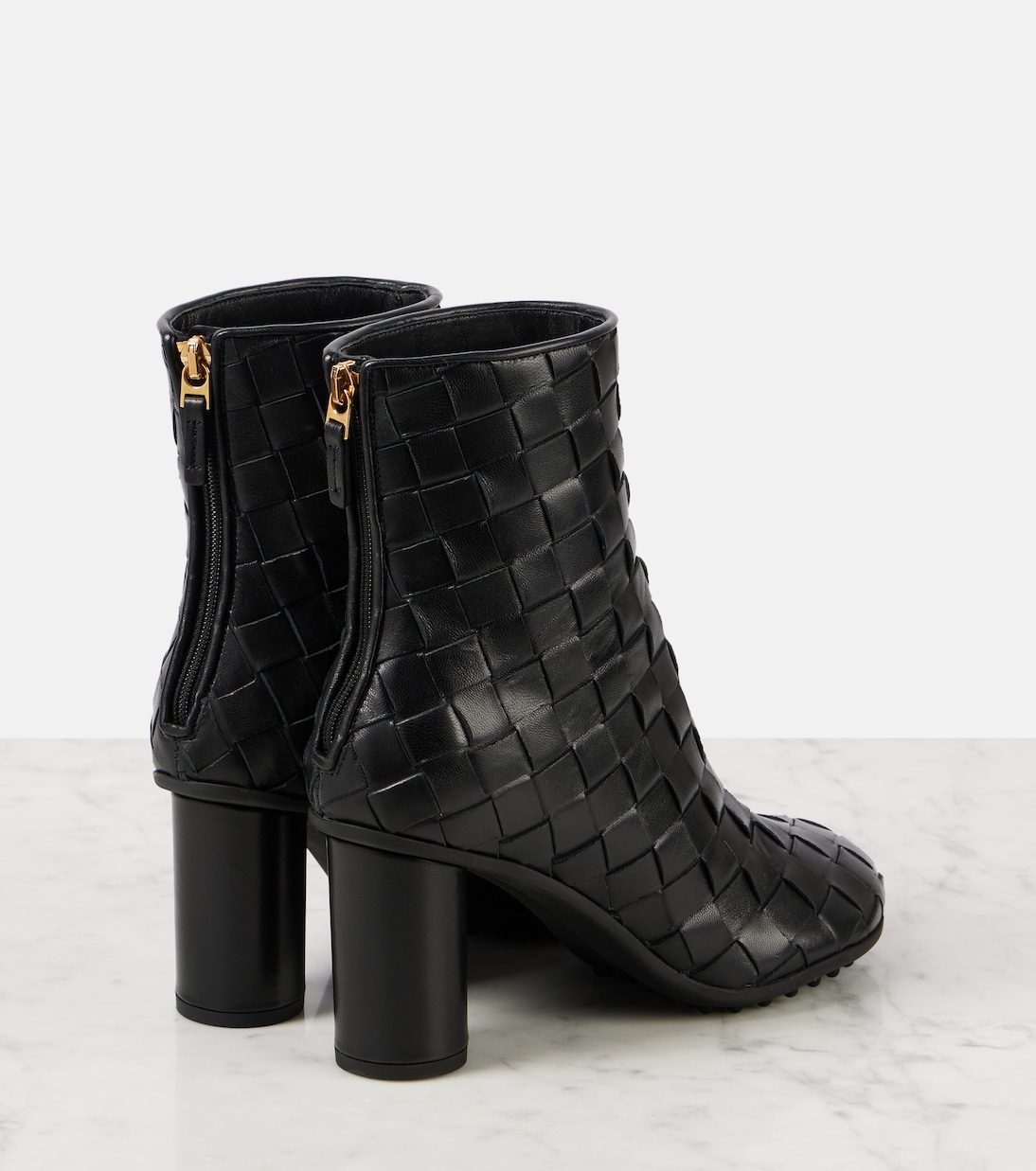 Ботильоны из кожи Intrecciato Bottega Veneta, черный — фото 2