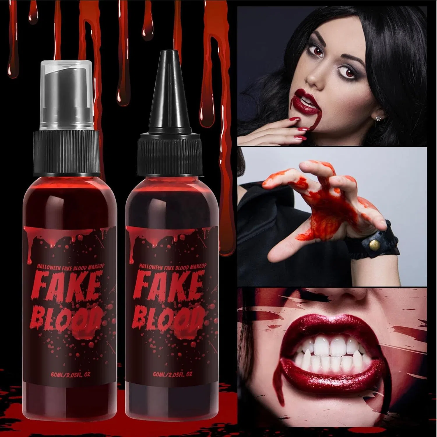 Жидкая искусственная кровь для макияжа Washable Fake Blood, 60 мл, красная — фото 4