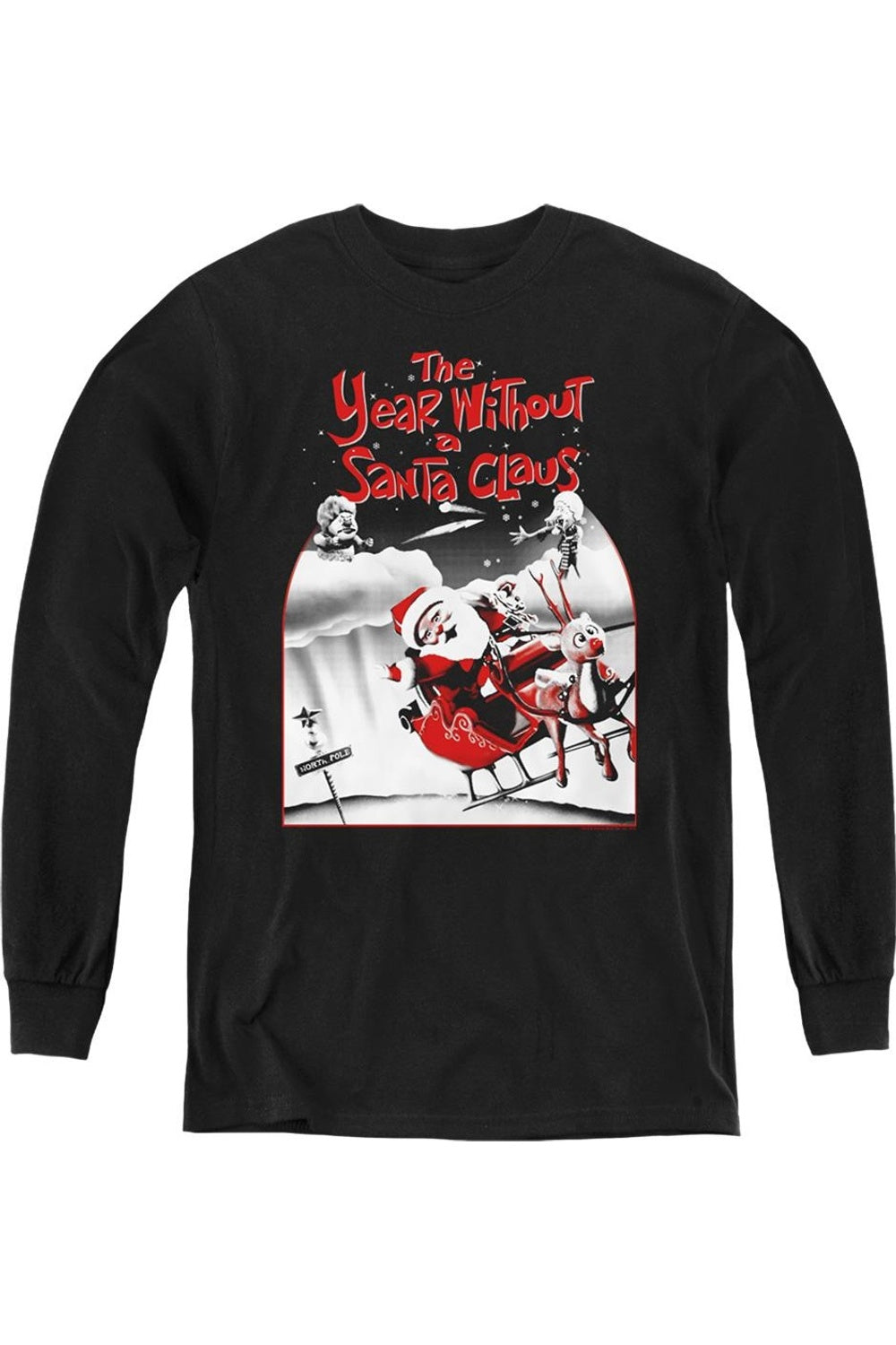 

Молодежная толстовка с длинным рукавом "Год без Санты" с постером Santa Claus Gildan, черный