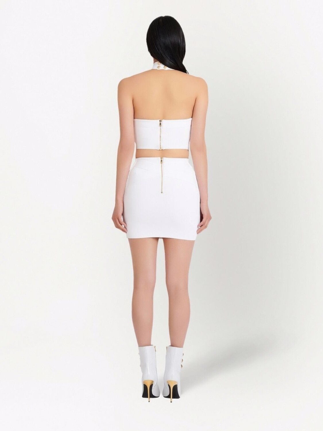 Balmain мини-юбка с завышенной талией и вставками, белый — фото 4
