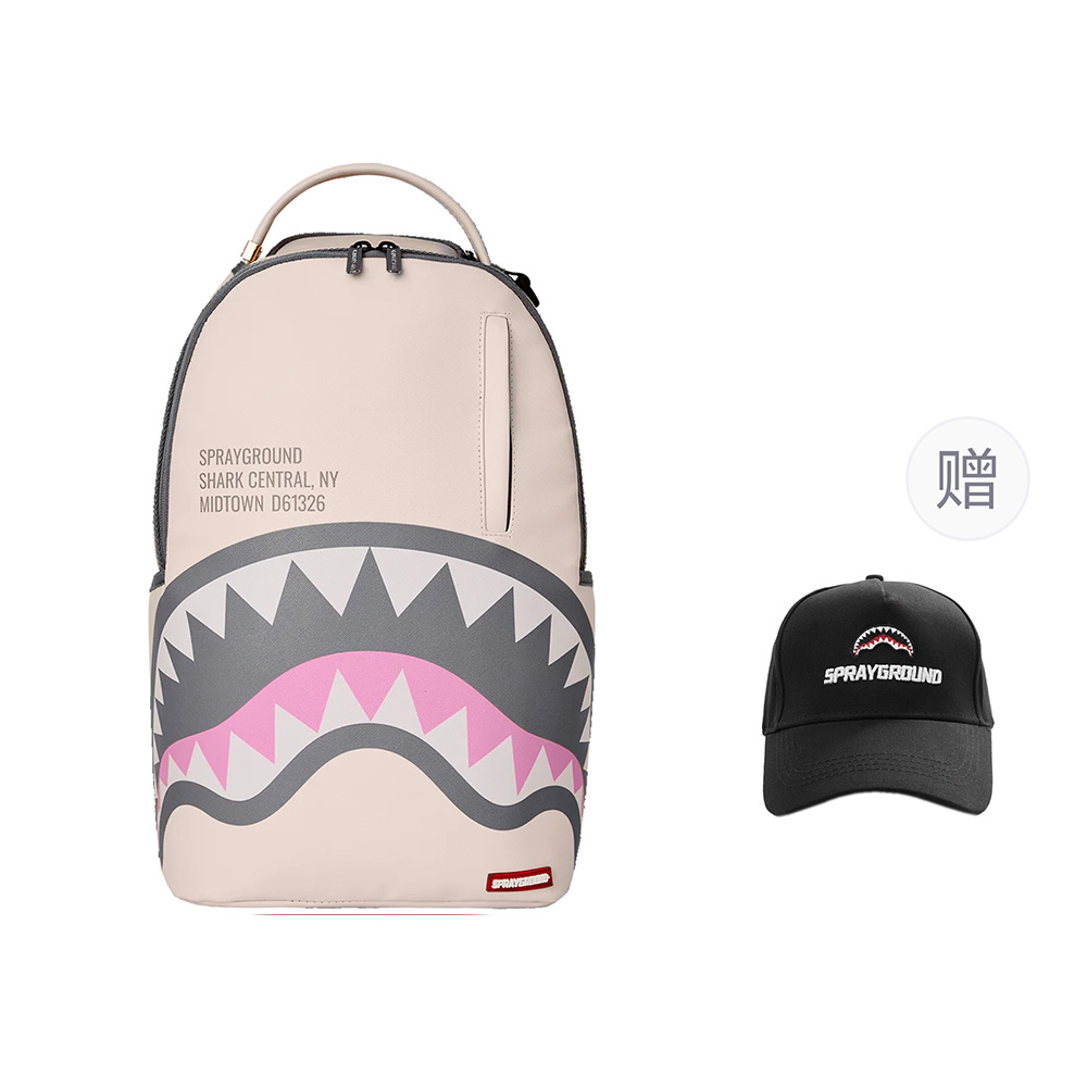 

SPRAYGROUND Рюкзак ПВХ с принтом акульей пасти бежевый, Ecru (Comes with Baseball Cap)