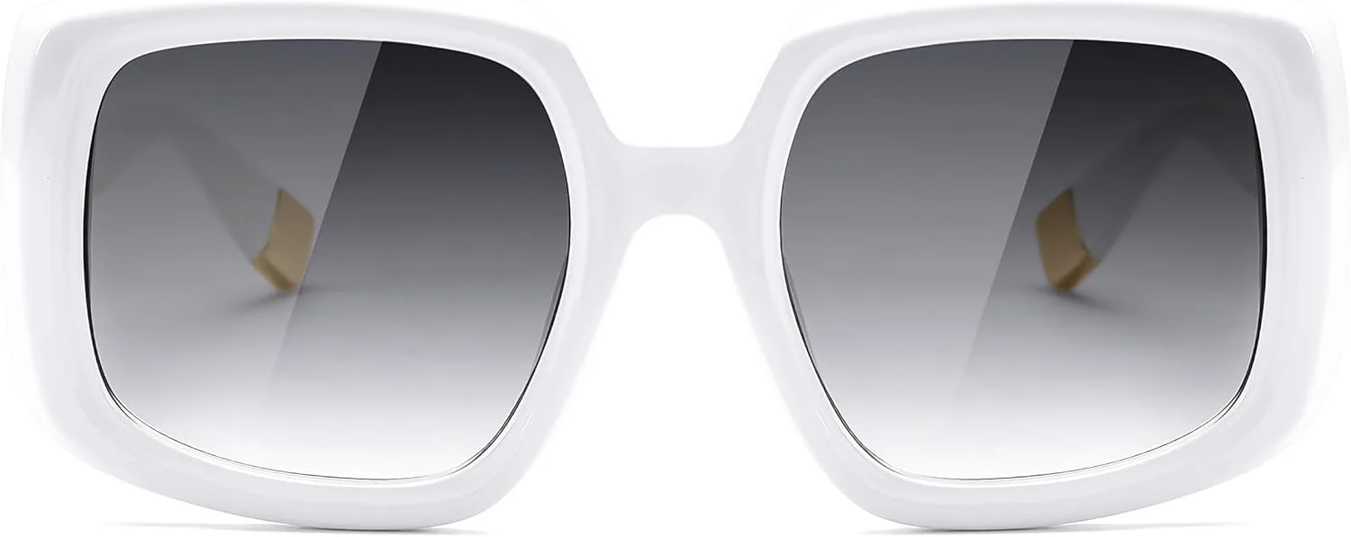 

Солнцезащитные очки FEISEDY квадратной формы большого размера для женщин, винтажный ретро-стиль, толстая оправа, защита UV400, артикул B0196, White Frame - Grey Lens