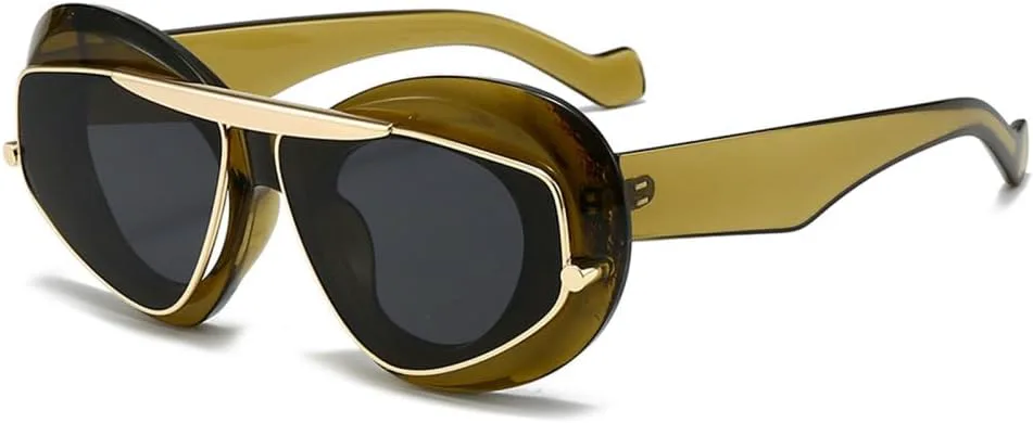 

Солнцезащитные очки LVTFCO Fashion в крупной оправе, модель «кошачий глаз», стильные солнцезащитные очки для создания индивидуального образа, Green Black