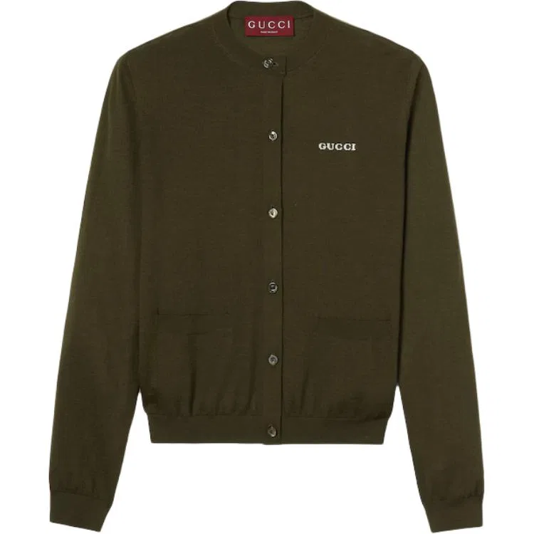 Кардиган GUCCI Cashmere Silk, из кашемира и шелка, зеленый