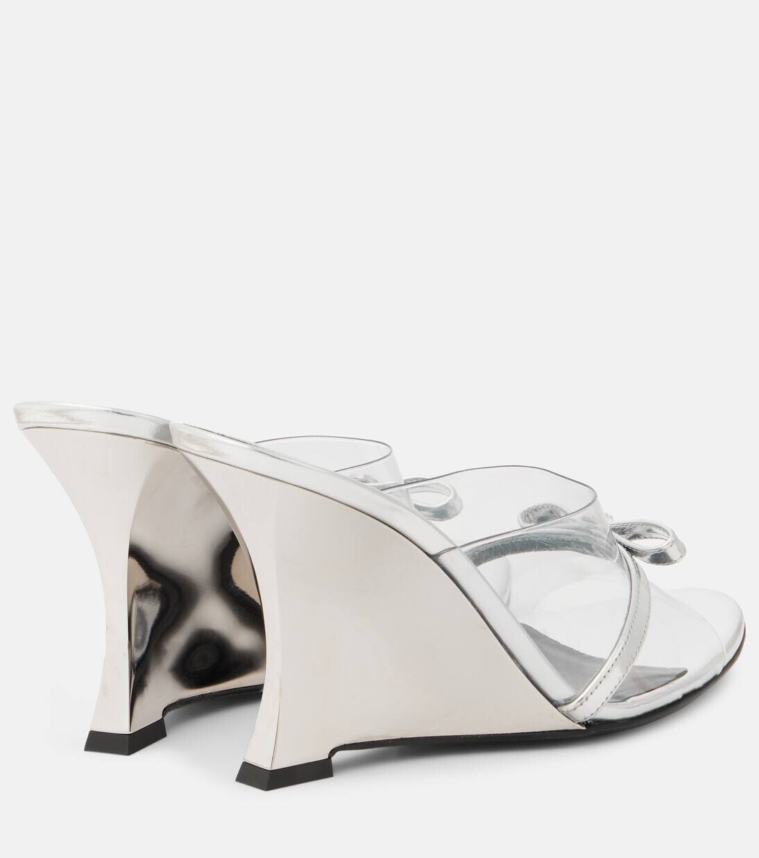 Мюли из ПВХ Gianni Ribbon 95 на танкетке Versace, цвет transparent+siver-palladium — фото 3
