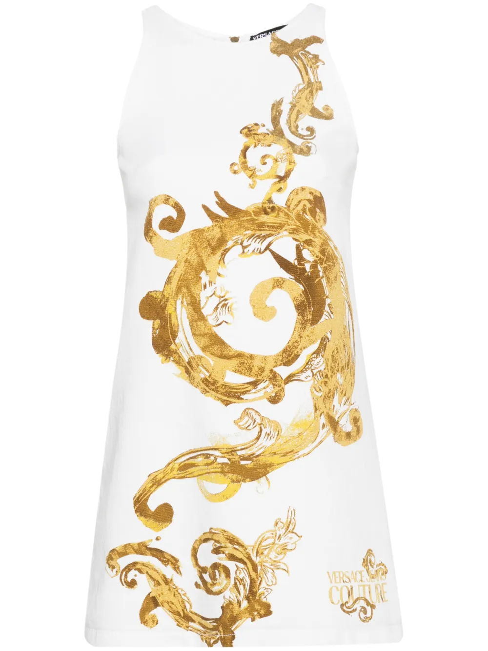 

Джинсовое платье мини с принтом Watercolour Couture Versace Jeans Couture, белый