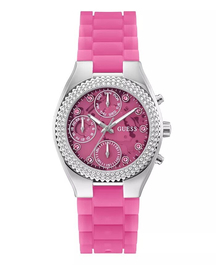 

Женские многофункциональные розовые силиконовые часы 37 мм GUESS, розовый
