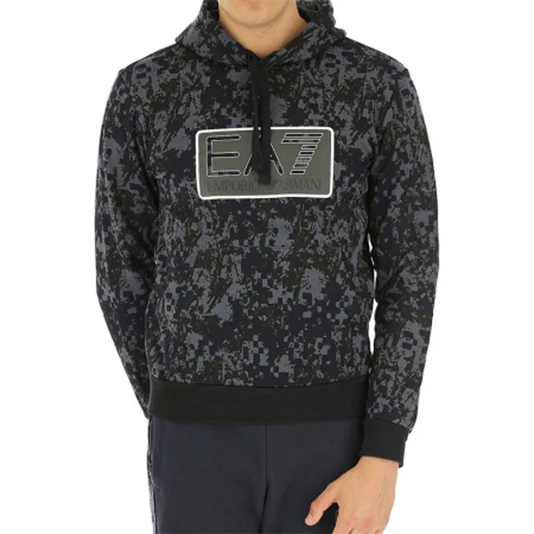 Свитшот мужской серый black с капюшоном, средней посадки, regular EMPORIO ARMANI, Gray Black — фото 4