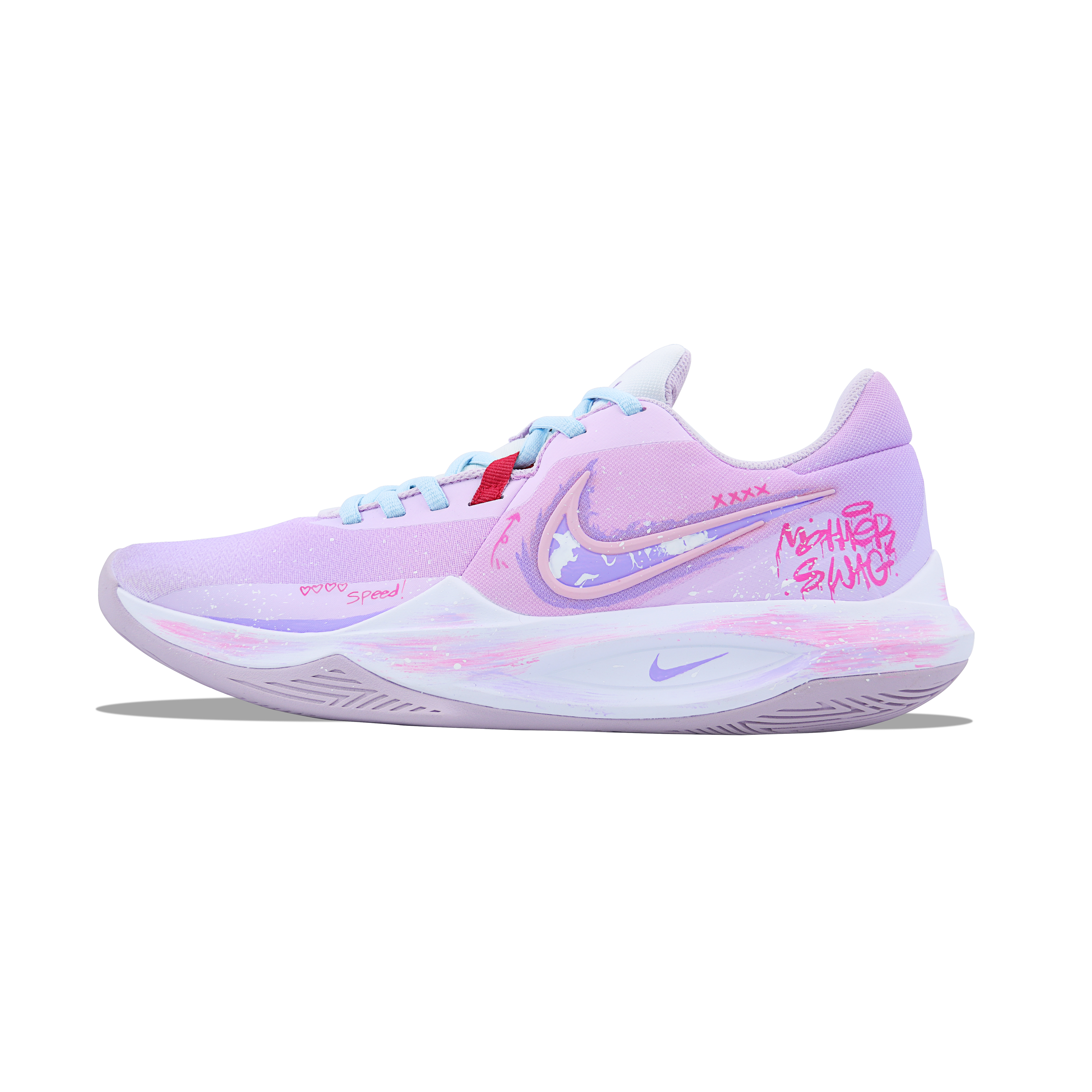 

Nike Баскетбольные кроссовки Precision 6 Zhinuyuxia с износостойким покрытием, низкие, мужские, фиолетово-розовые
