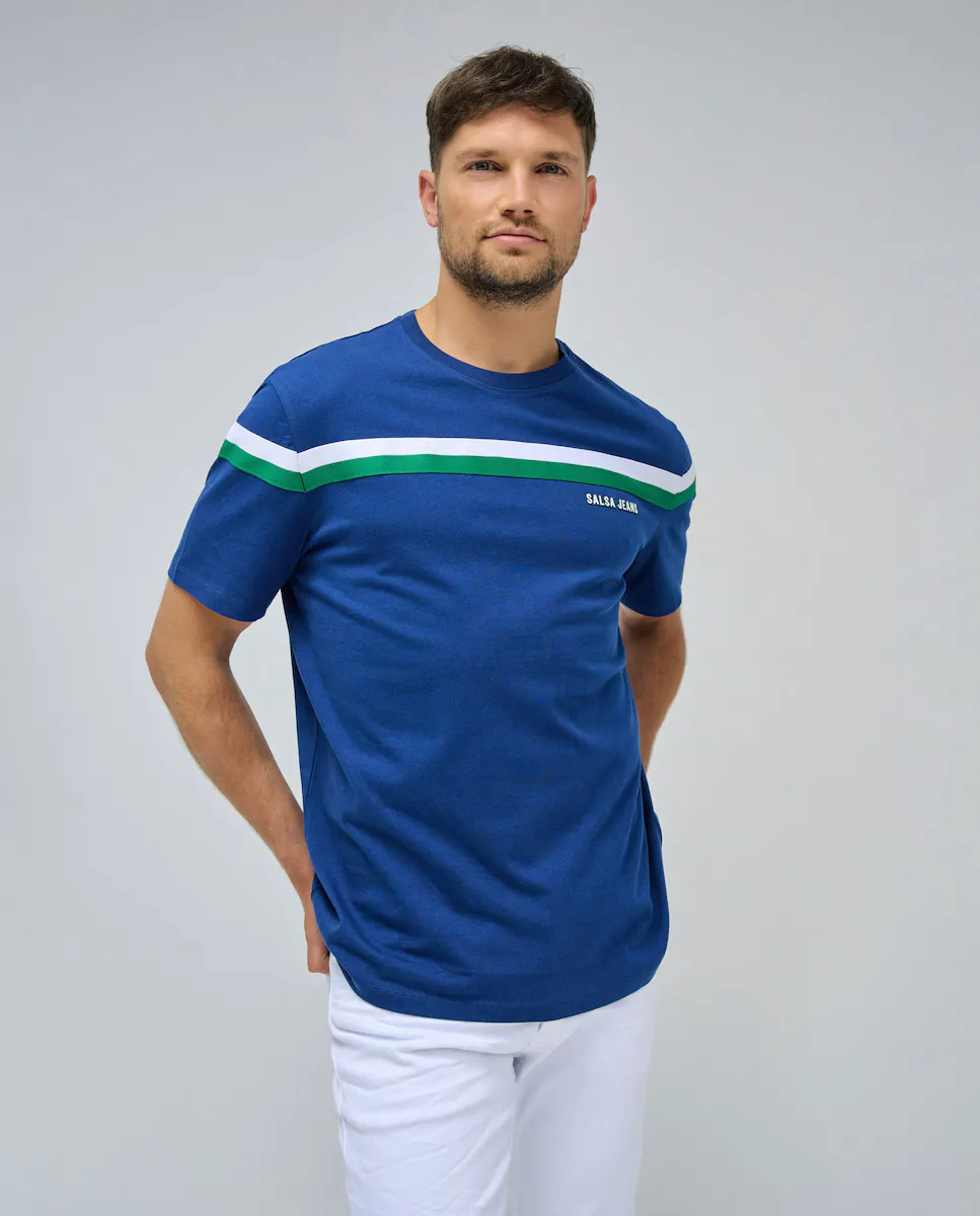 

Мужская футболка с полоской с коротким рукавом Salsa Jeans, синий