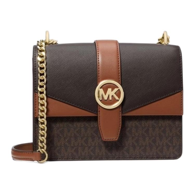 

MICHAEL KORS Искусственная кожа женская сумка через плечо малого размера темно-коричневая черная и коричневая кожаная