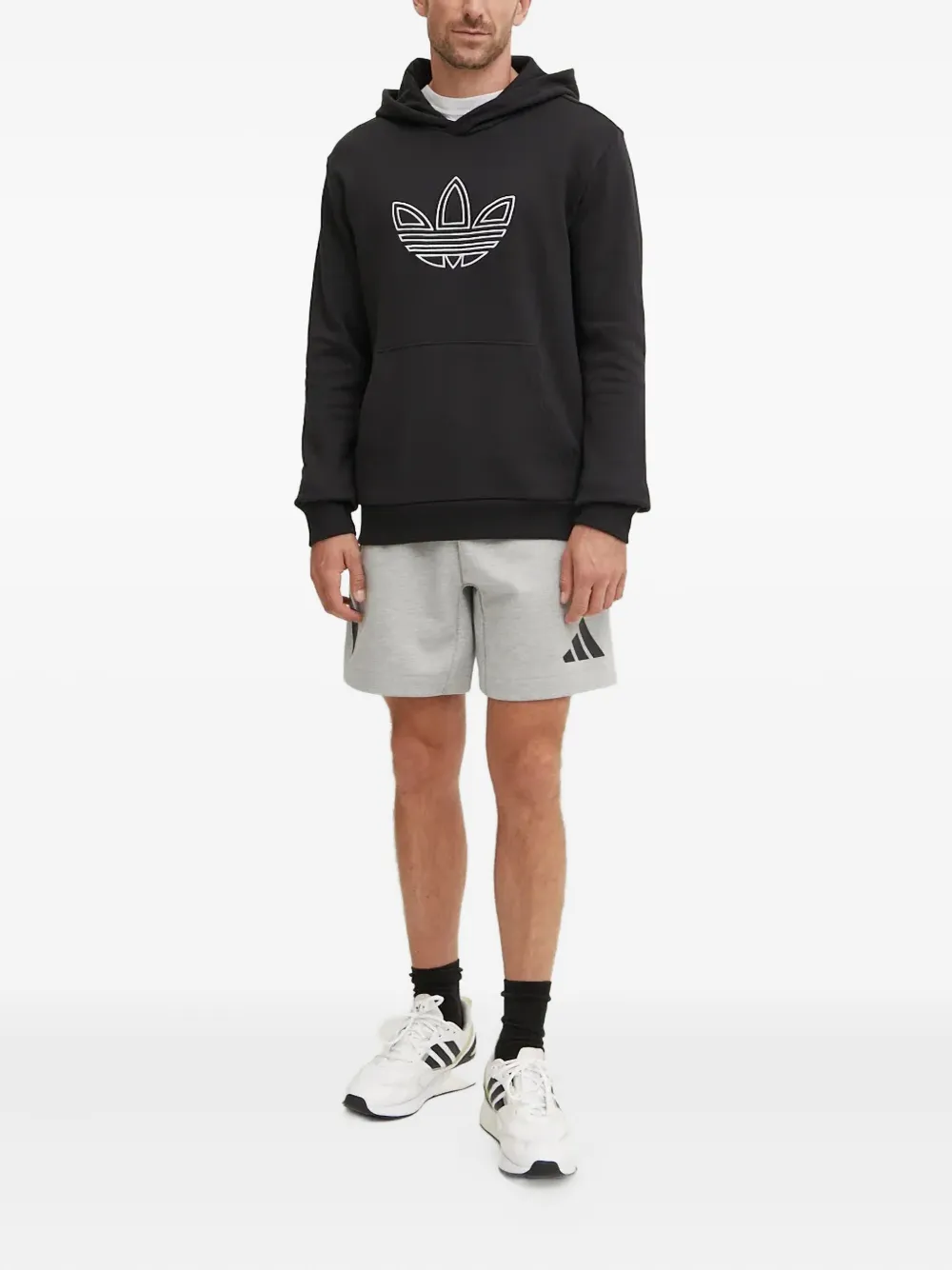 Худи с вышитым логотипом Adidas, черный — фото 2