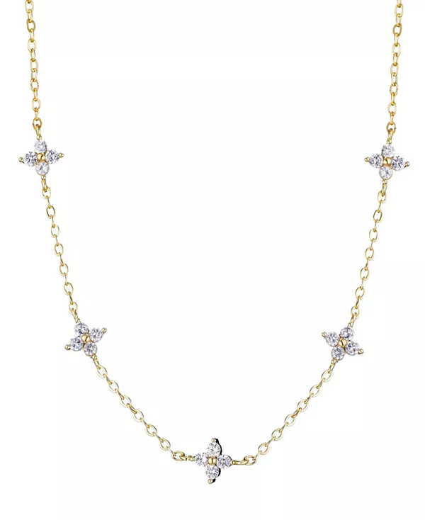 

Золотые ожерелья с цветком из кубического циркония Adornia, gold