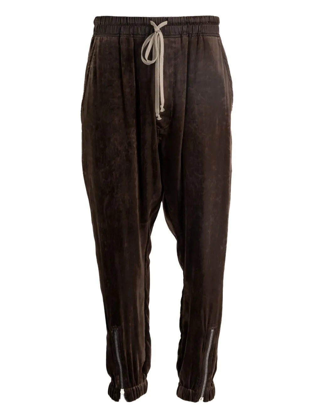

Брюки с завязками на манжетах и молниями Rick Owens, коричневый