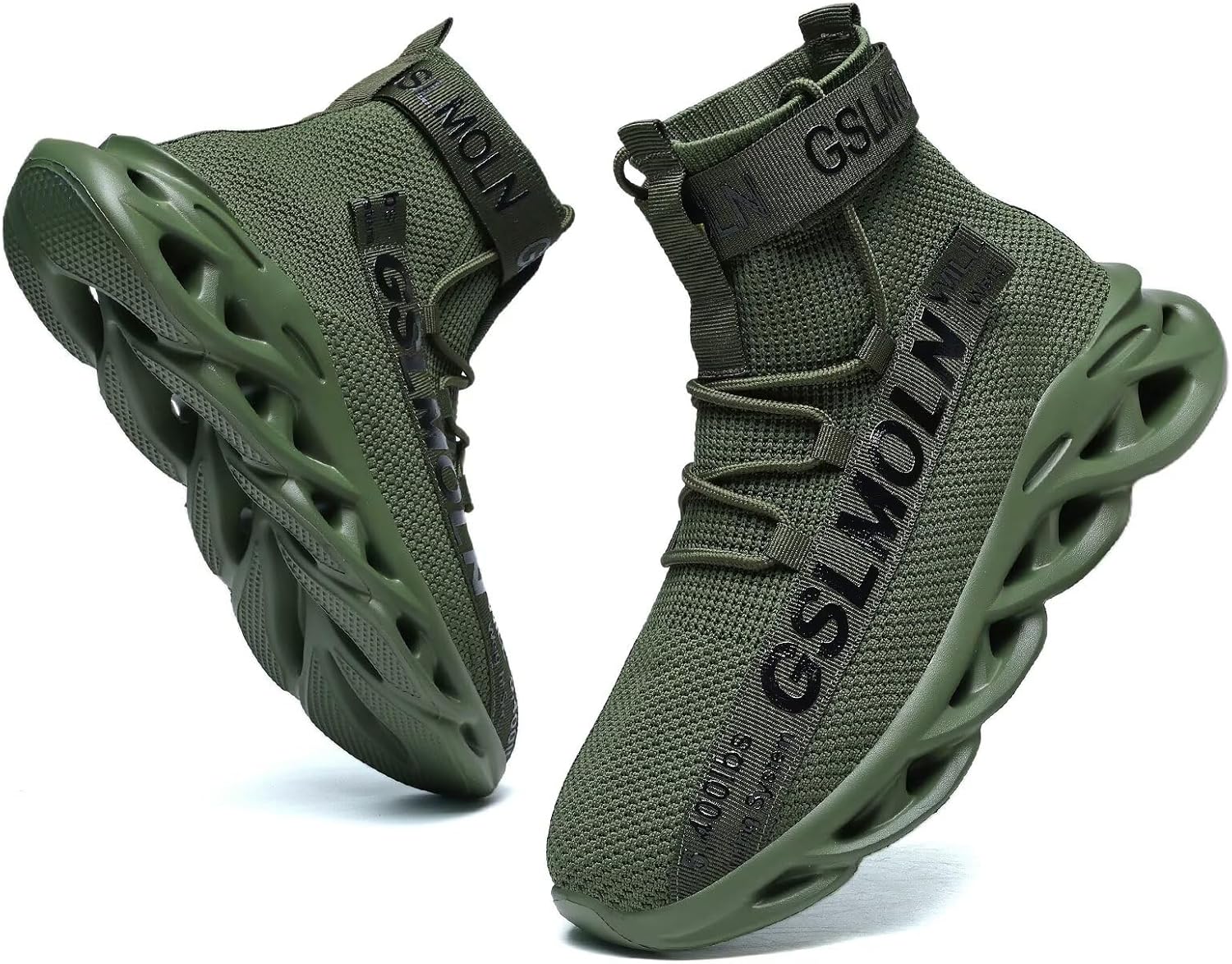 

Мужские высокие кроссовки Jakcuz больших размеров, дышащие, для спорта, бега, ходьбы и тенниса, удобные, модные на платформе, зеленый