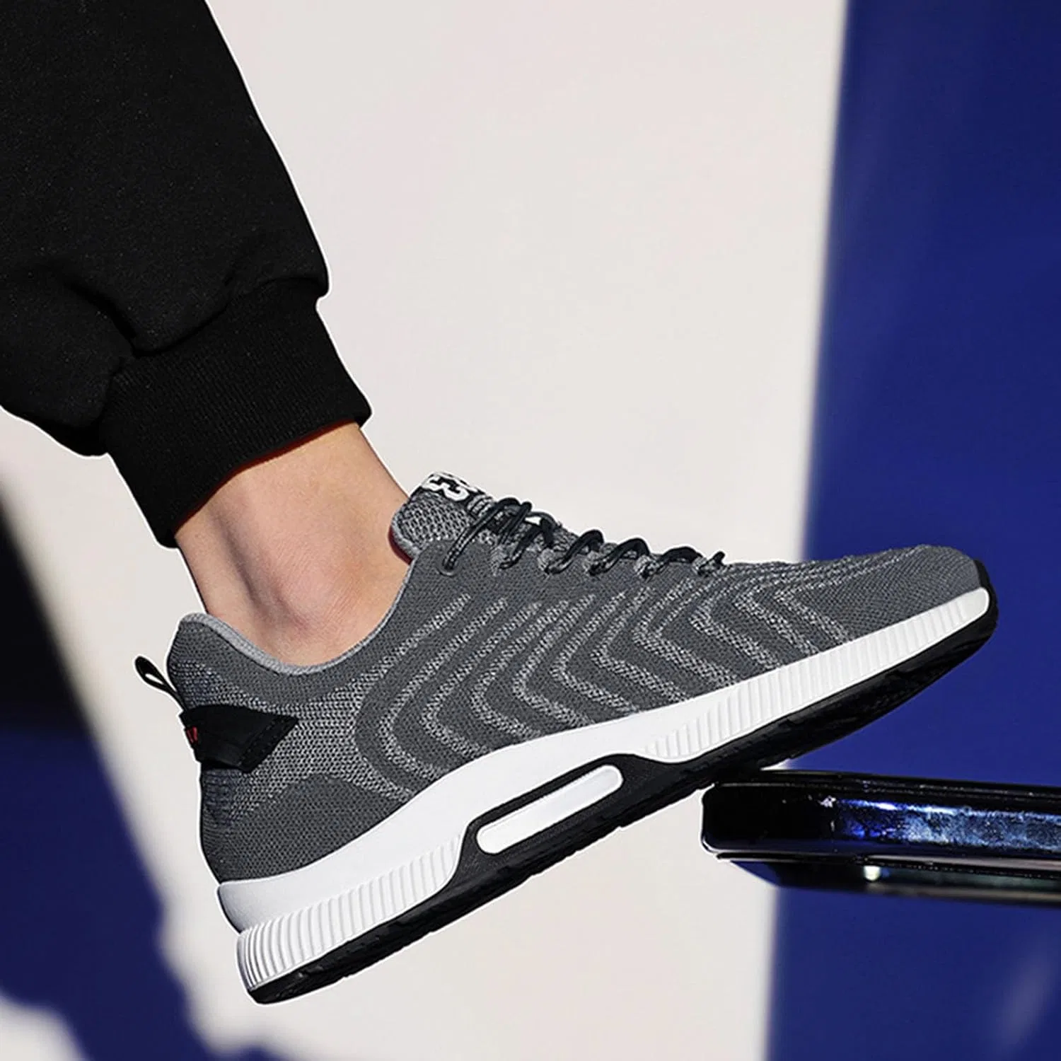 Кроссовки Paar Herrenschuhe mit Erhöhung, lässige Mesh-Sneaker, leichte, atmungsaktive Sportschuhe zum Schnüren mit verstecktem Hebeabsatz für Männer, 10 cm Generic, Grau — фото 2