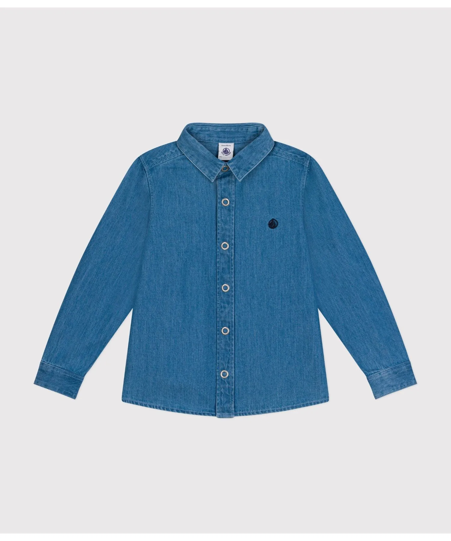 Детская рубашка из органического хлопка Denim Shirt PETIT BATEAU синяя — фото 4