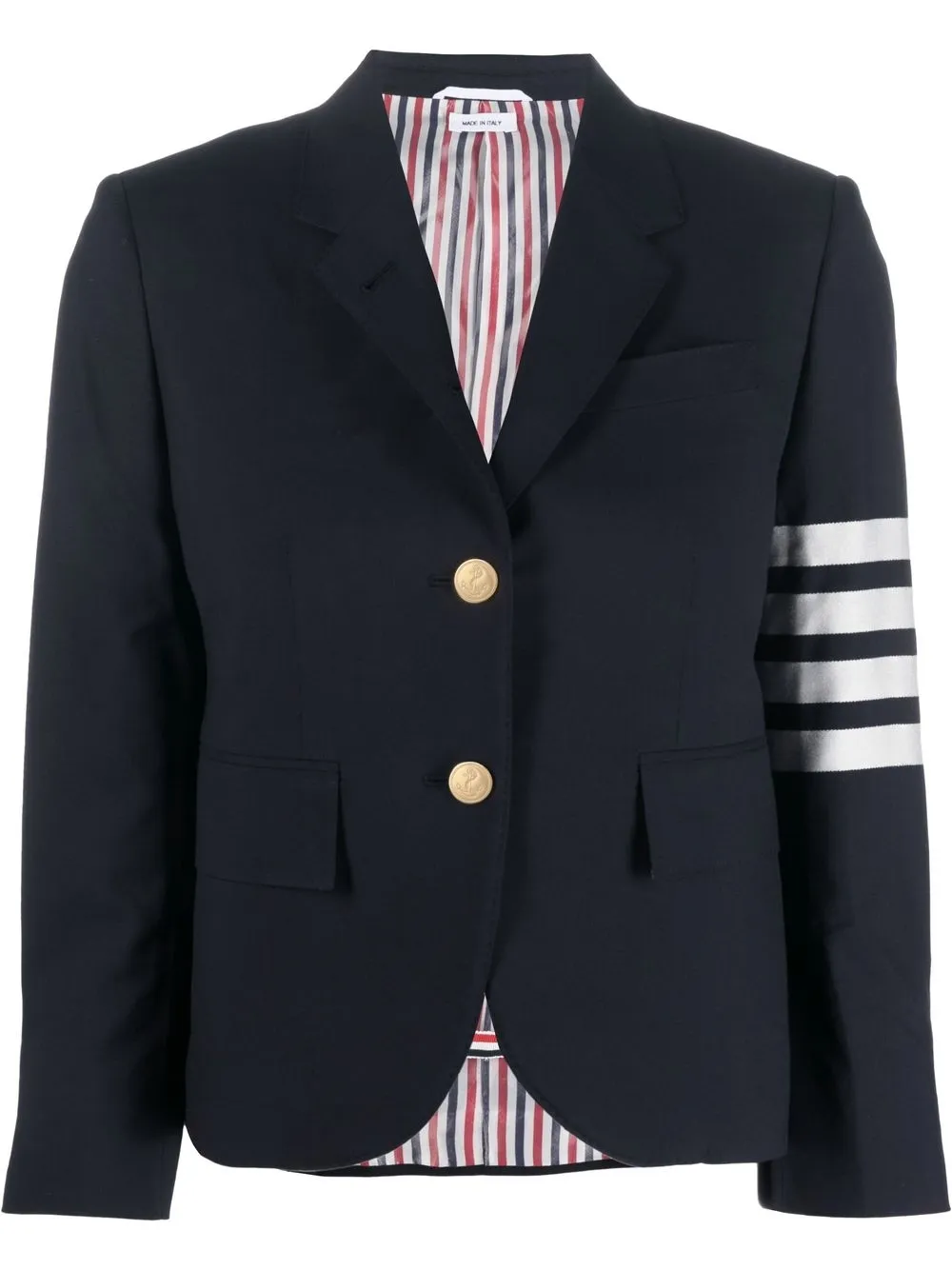 

Однобортный блейзер с полосками 4-Bar THOM BROWNE, синий