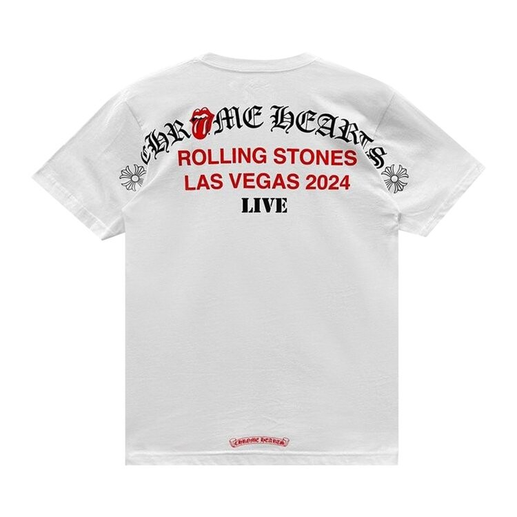 Футболка Chrome Hearts Las Vegas Exclusive Rolling Stones Pocket Tee, белый — фото 2