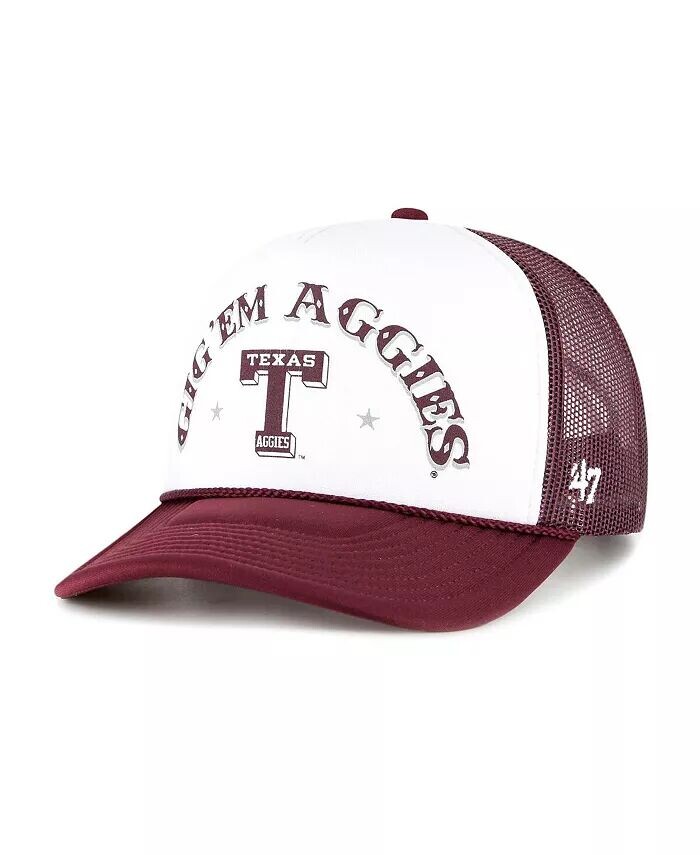 

Мужская белая, темно-бордовая кепка дальнобойщика Texas A&M Aggies Article с пеной спереди '47 Brand