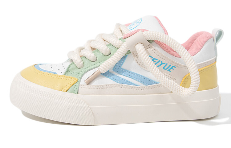 

Кроссовки Feiyue Skateboarding Shoes Women's Low-top White/Yellow/Green, белый/желтый/зеленый