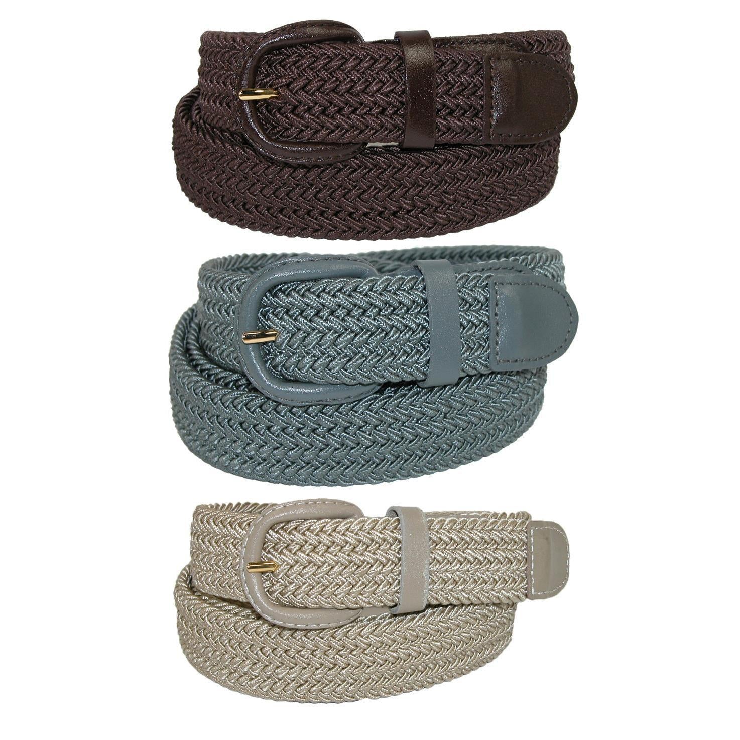 

Мужской эластичный плетеный ремень (упаковка из 3 цветов) CTM, цвет brown grey khaki