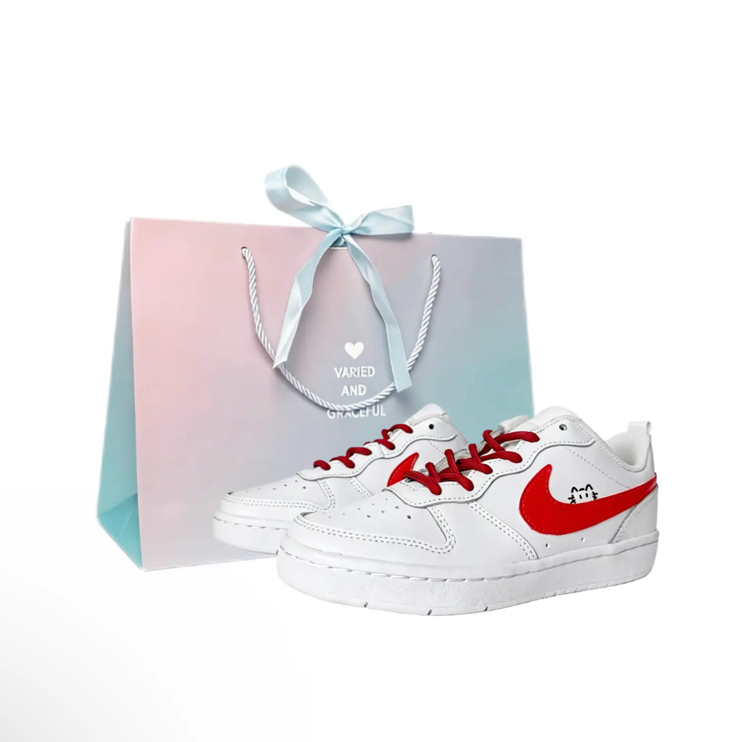 

Nike Snowfield Kitten кожаные кроссовки для скейтбординга с амортизацией, устойчивые к истиранию и скольжению, низкие, унисекс, красные и белые