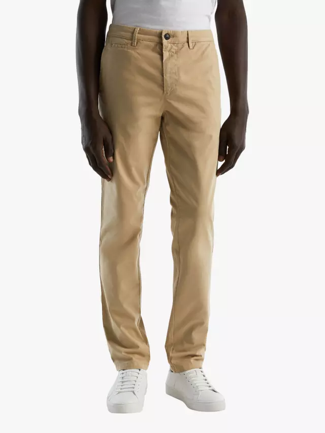 

Брюки чинос Benetton Slim Fit, бежевый