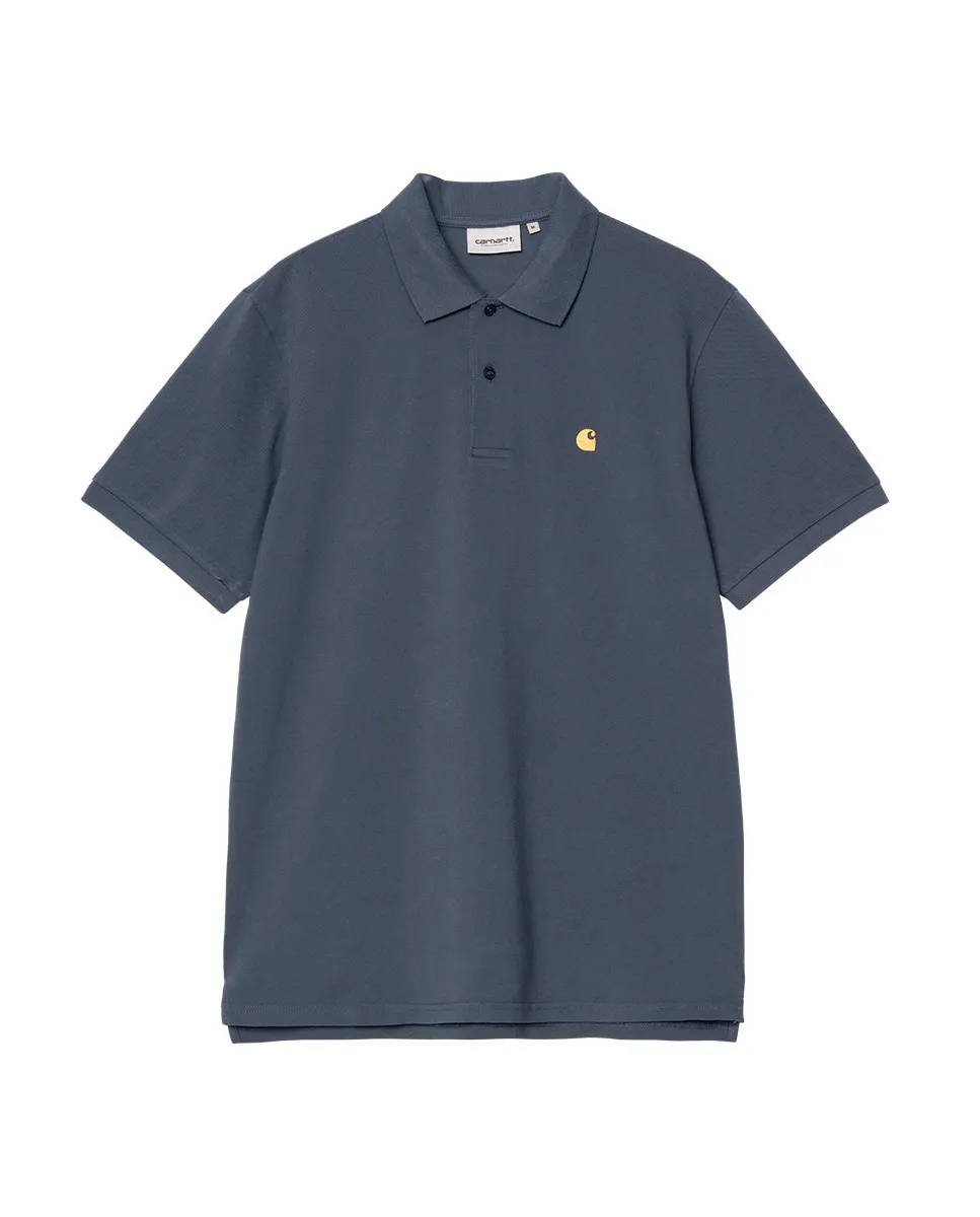 

Мужское поло из пике с коротким рукавом, прямого кроя Carhartt WIP, синий