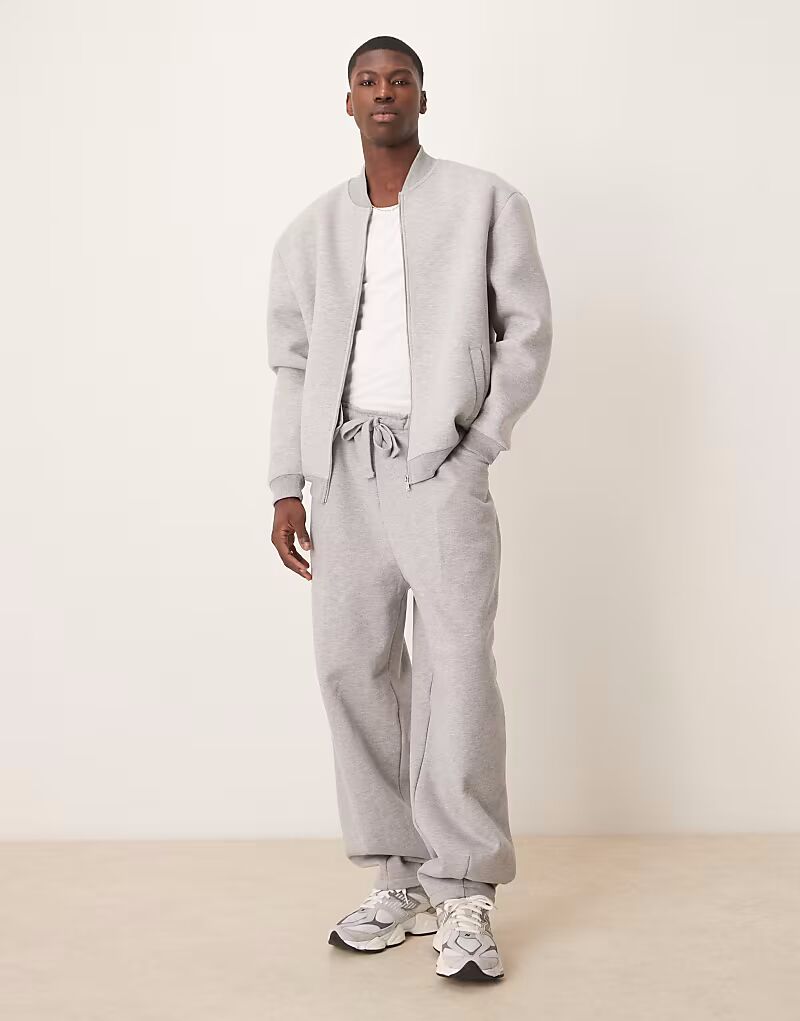 

Спортивные брюки премиум-класса ASOS DESIGN из плотной ткани серого меланжевого цвета - СЕРЫЕ