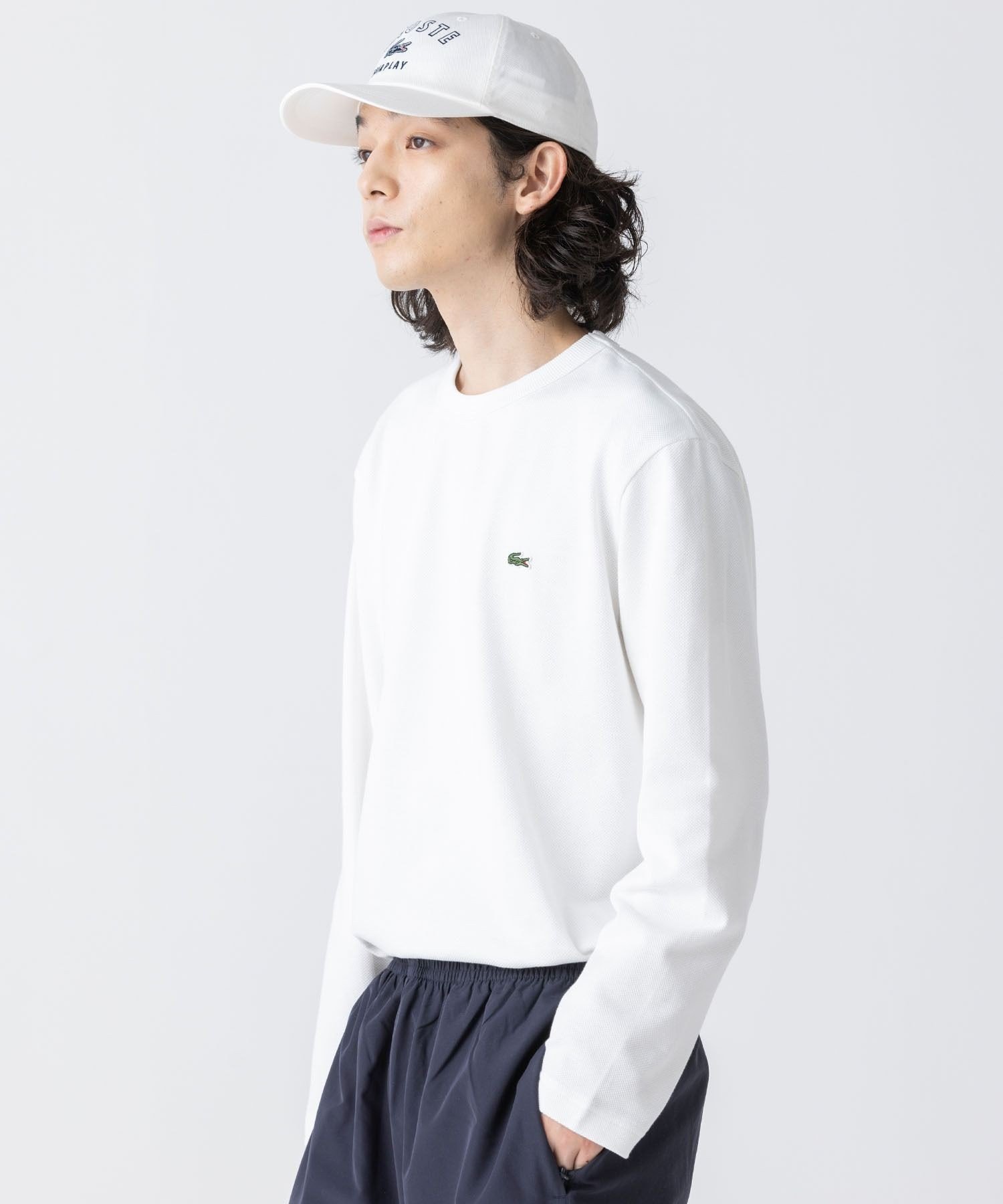Футболка LACOSTE Classic Pique, длинные рукава, белая