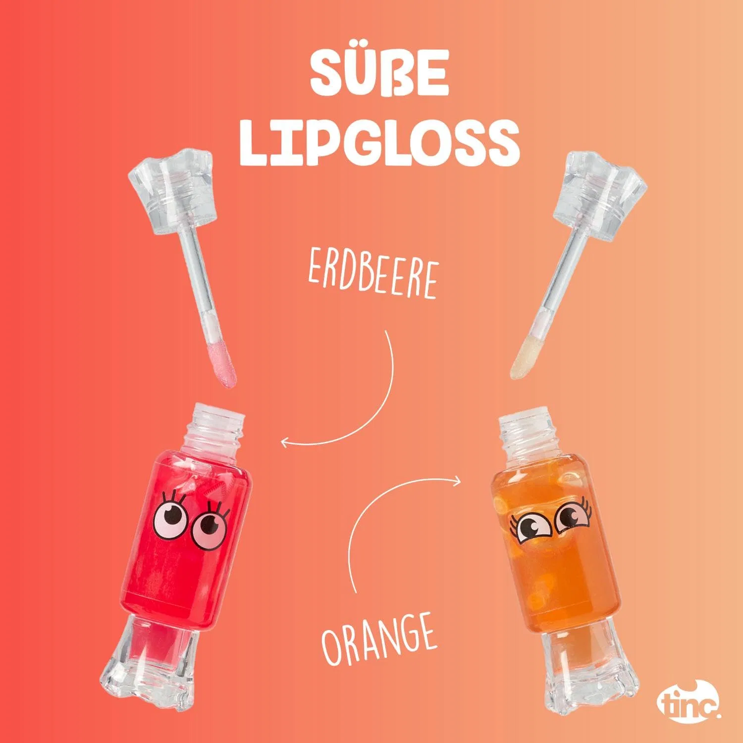 Набор детских блесков для губ «Sweetie Lip Gloss» с ароматом клубники и апельсина от Tinc, 2 шт. Tinc — фото 4
