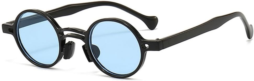 

Ретро маленькие круглые женские солнцезащитные очки с двойной перемычкой, прозрачные линзы, защита от УФ-излучения UV400, мужские панк-солнцезащитные очки LANGSER, Black Blue