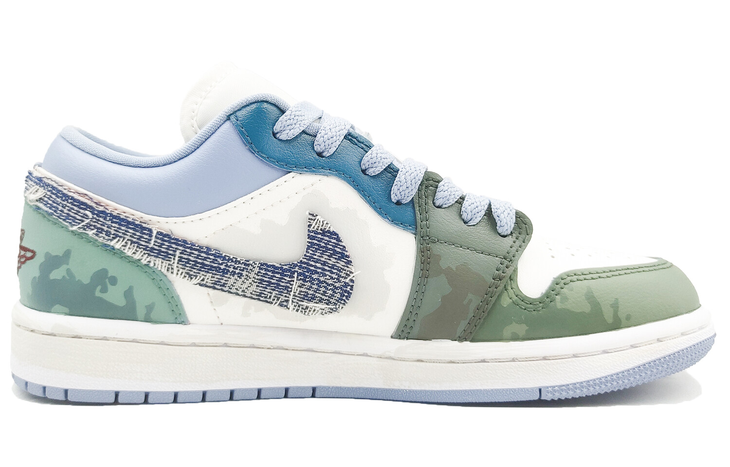 Кроссовки Air Jordan 1 Vintage Basketball Shoes Women's Low-top Blue, зеленый — фото 2