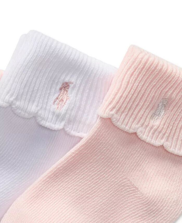 Носки Polo Baby для девочек с отворотом и гребешком, 3 упаковки Polo Ralph Lauren, розовый — фото 2
