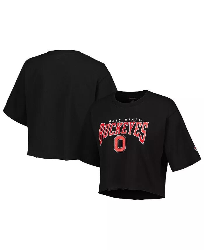 

Женская укороченная футболка цвета «Heather Charcoal Ohio State Buckeyes Boyfriend» Champion